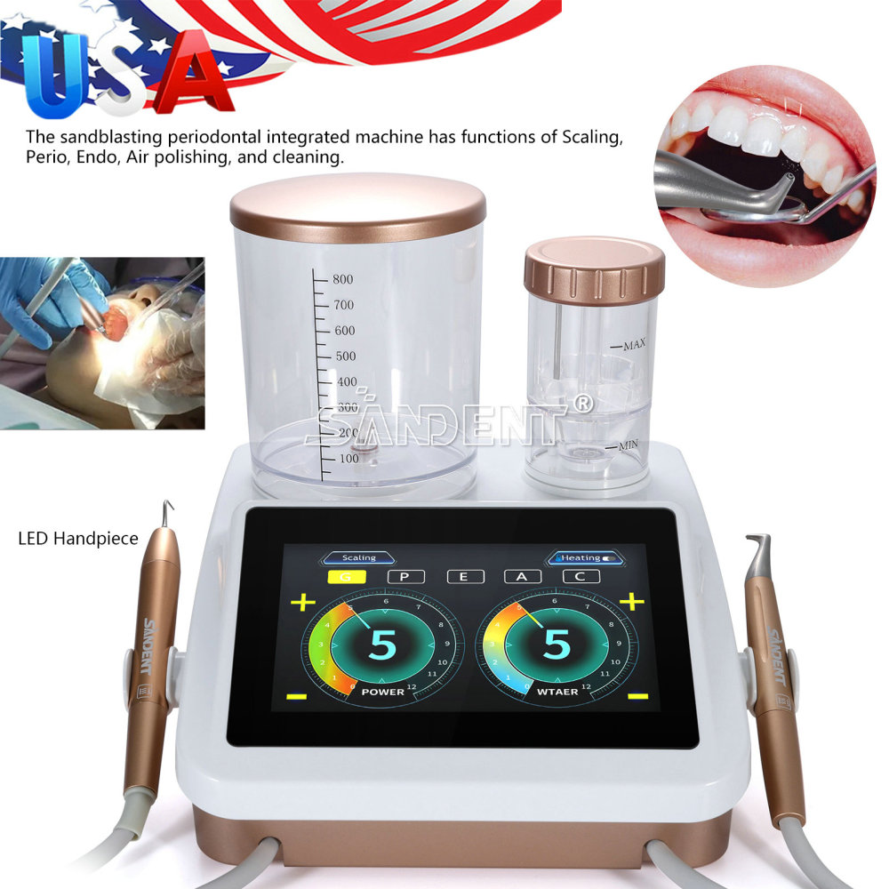 2 in 1 Dental Ultrasonic Scaler Air Polisher Sandblasting Perio Therapy System