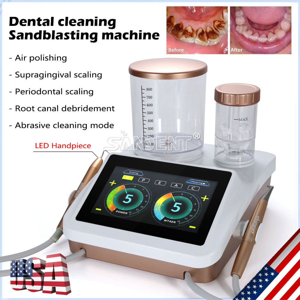 2 in 1 Dental Ultrasonic Scaler Air Polisher Sandblasting Perio Therapy System