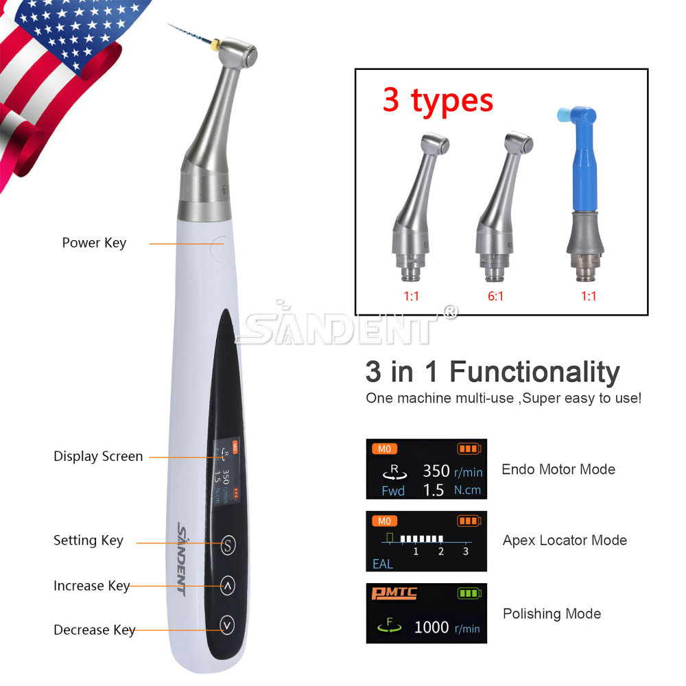Dental Endo Motor 6:1 +Apex Locator Root Canal+Hygiene Prophy Handpiece 3 in 1