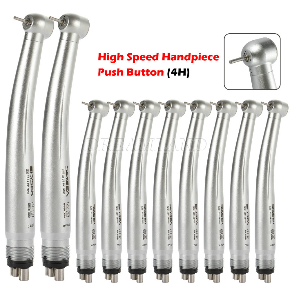 SKYSEA Dental High Speed Handpiece Push Button Turbine 4Hole large head single spray