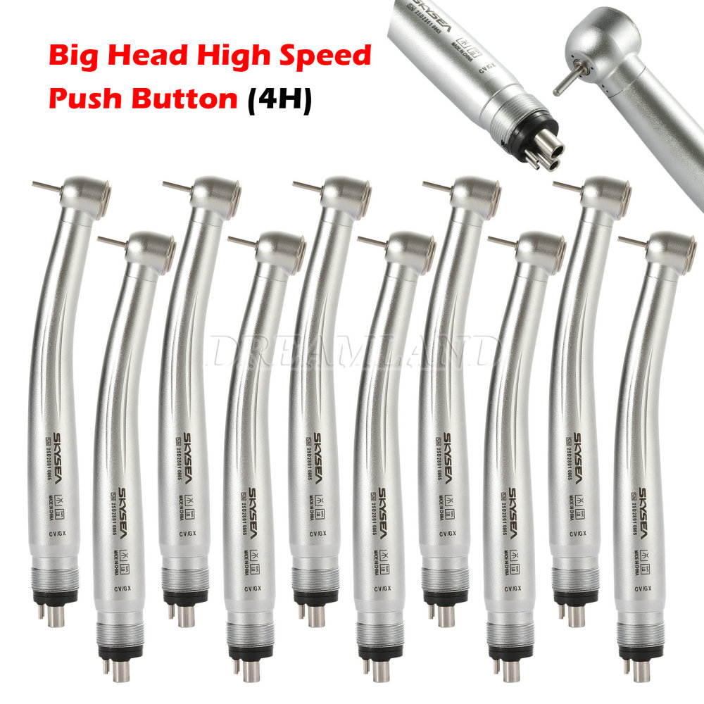 SKYSEA Dental High Speed Handpiece Push Button Turbine 4Hole large head single spray