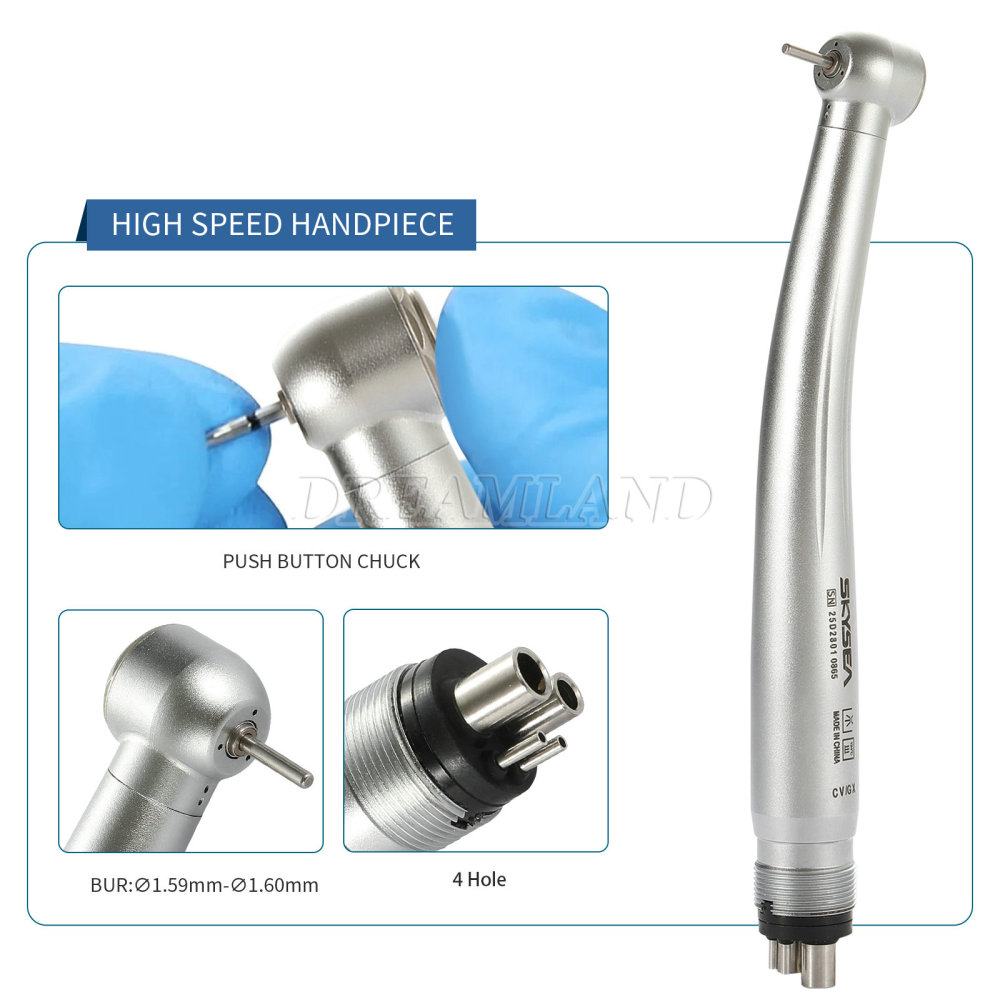 SKYSEA Dental High Speed Handpiece Push Button Turbine 4Hole large head single spray