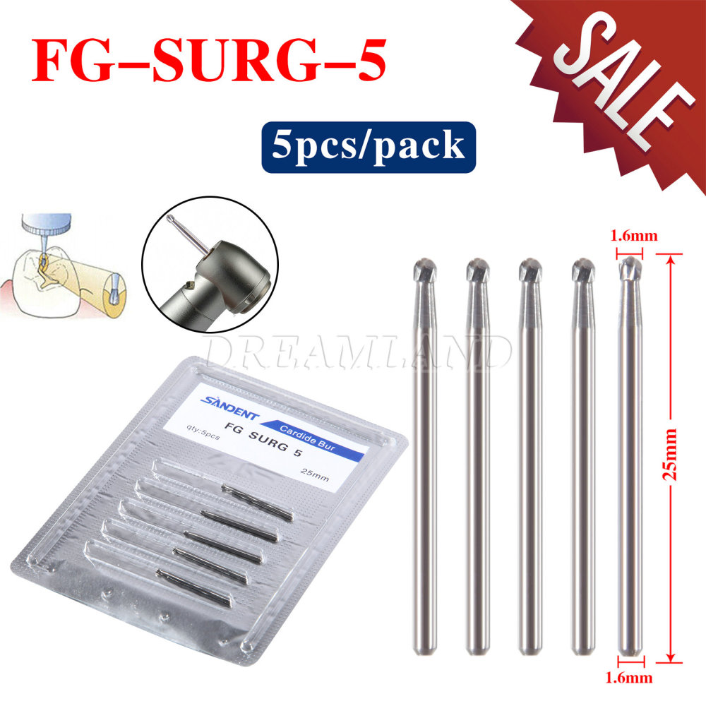 5pcs Dental surgical Tungsten Carbide Burs 25mm long FG-557L FG-558 FG-556 FG-05 FG-04 FG-03 FG-02  FG-330