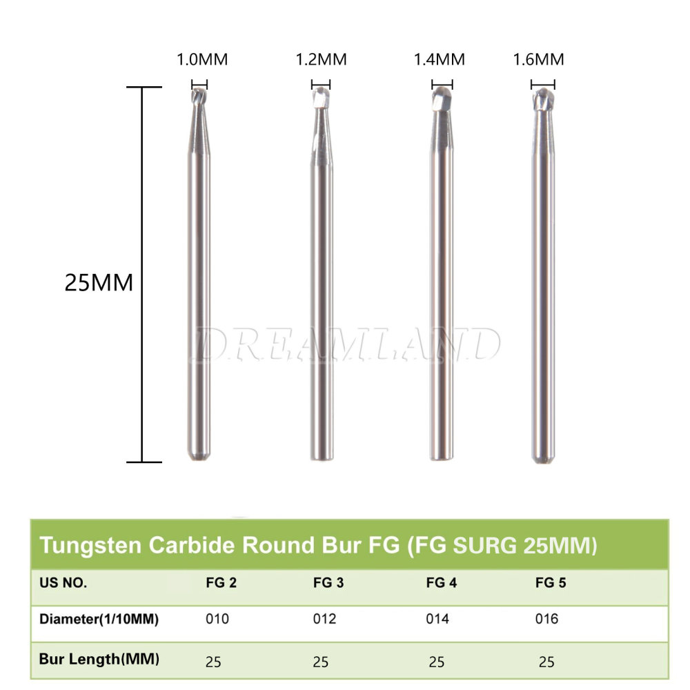 5pcs Dental surgical Tungsten Carbide Burs 25mm long FG-557L FG-558 FG-556 FG-05 FG-04 FG-03 FG-02  FG-330