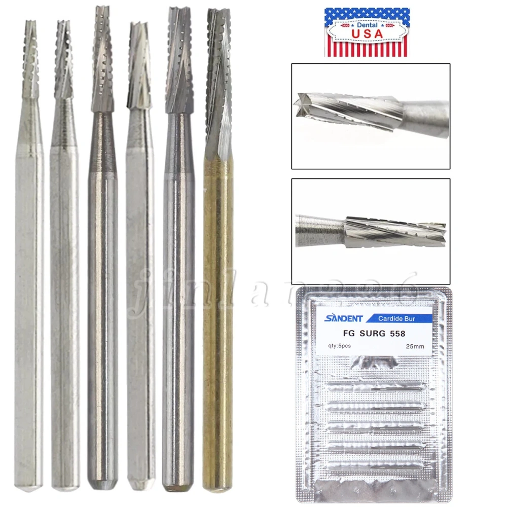 5pcs Dental surgical Tungsten Carbide Burs 25mm long FG-557L FG-558 FG-556 FG-05 FG-04 FG-03 FG-02  FG-330