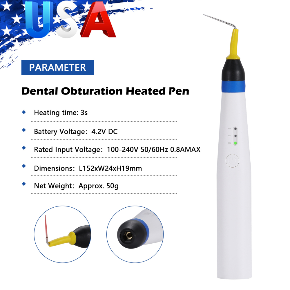 Dental Gutta Percha Obturation System Endo Heated Pen Cordless with 2Pc Tips