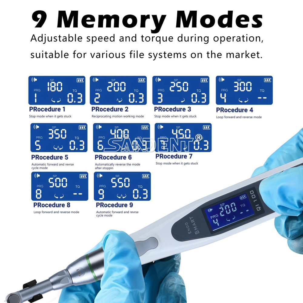 DT Dental Wireless LED Endo Motor 16:1 Contra Angle handpiece 9 pragrame