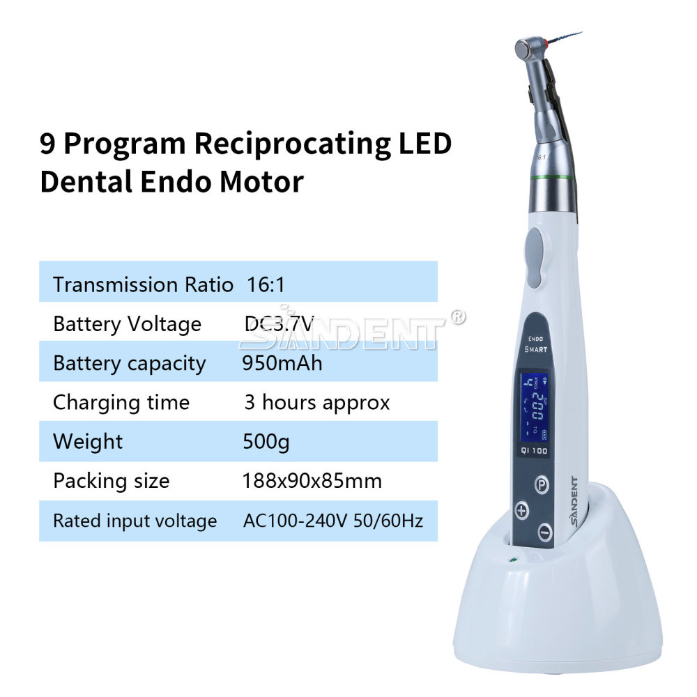 DT Dental Wireless LED Endo Motor 16:1 Contra Angle handpiece 9 pragrame