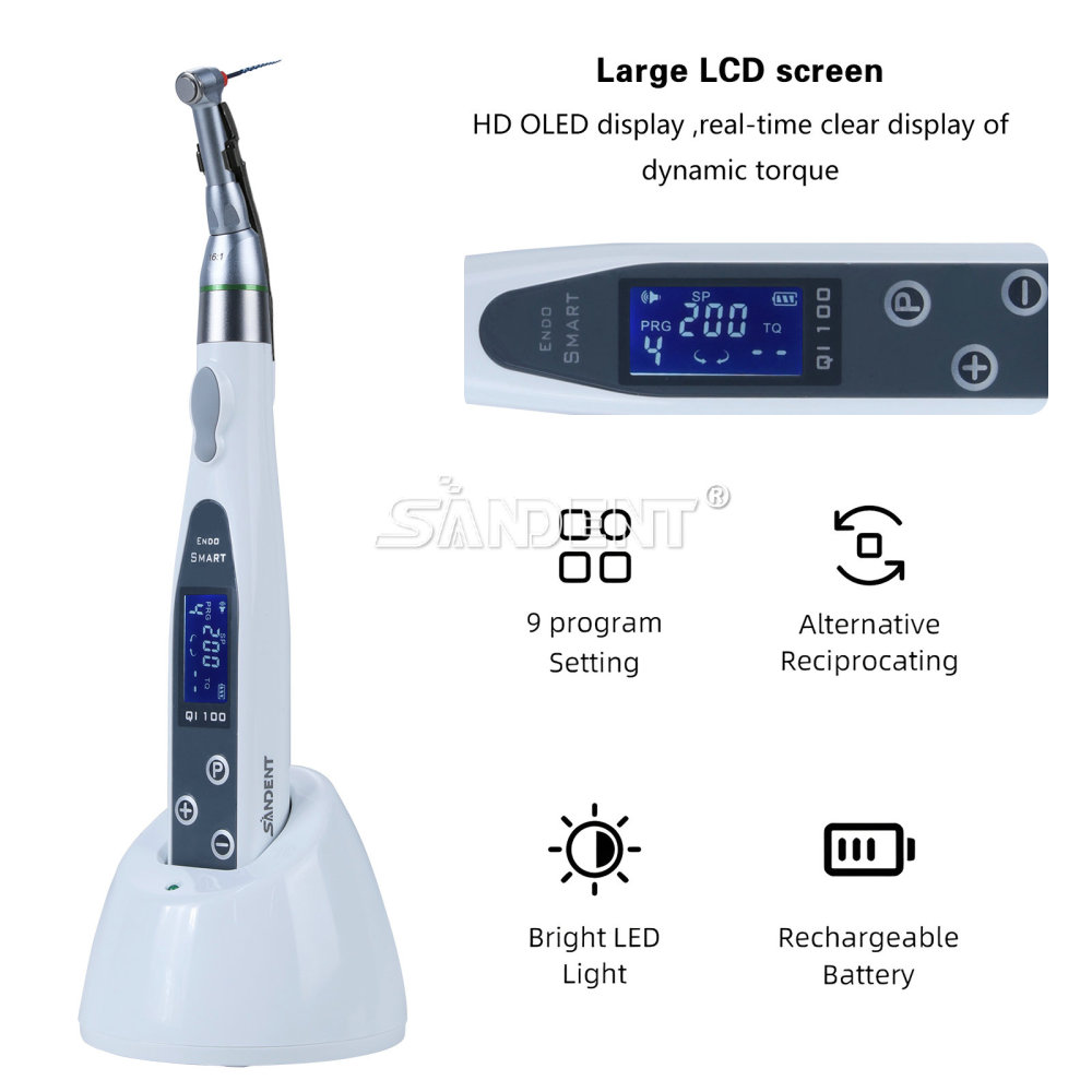 DT Dental Wireless LED Endo Motor 16:1 Contra Angle handpiece 9 pragrame