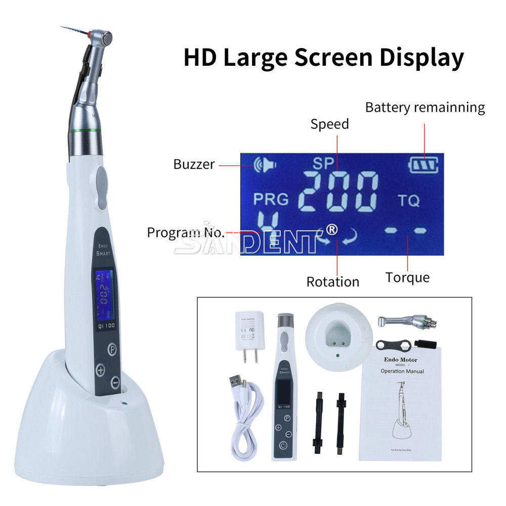 DT Dental Wireless LED Endo Motor 16:1 Contra Angle handpiece 9 pragrame
