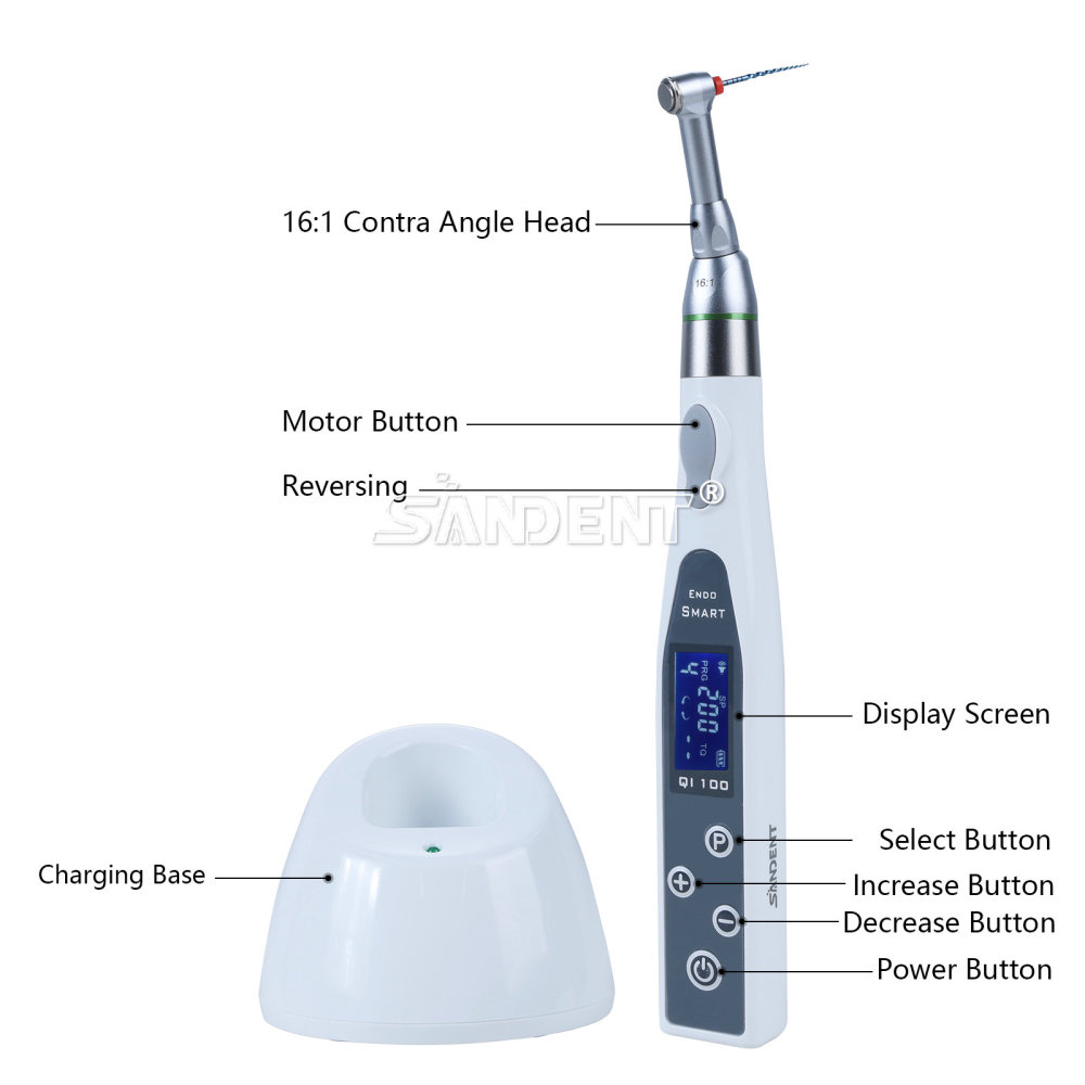 DT Dental Wireless LED Endo Motor 16:1 Contra Angle handpiece 9 pragrame
