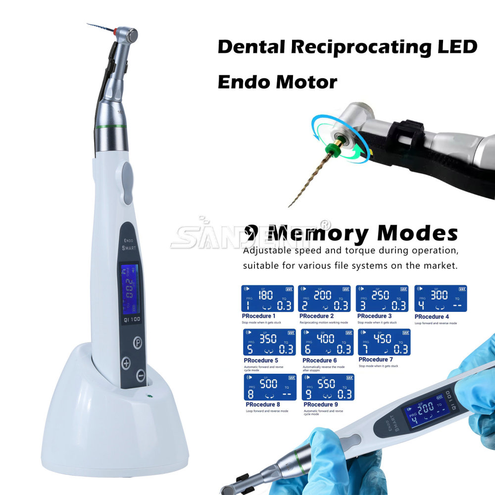 DT Dental Wireless LED Endo Motor 16:1 Contra Angle handpiece 9 pragrame