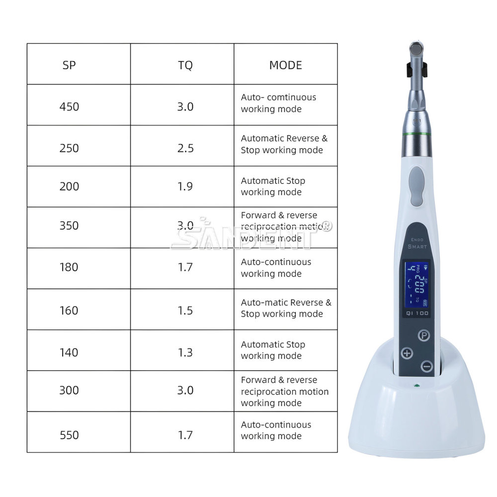 DT Dental Wireless LED Endo Motor 16:1 Contra Angle handpiece 9 pragrame