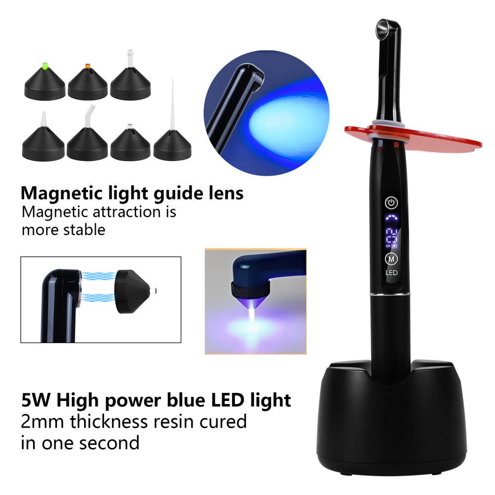 Potable Wireless LED Curing Light 1 Second with 7 Working Head Lens 2400mW
