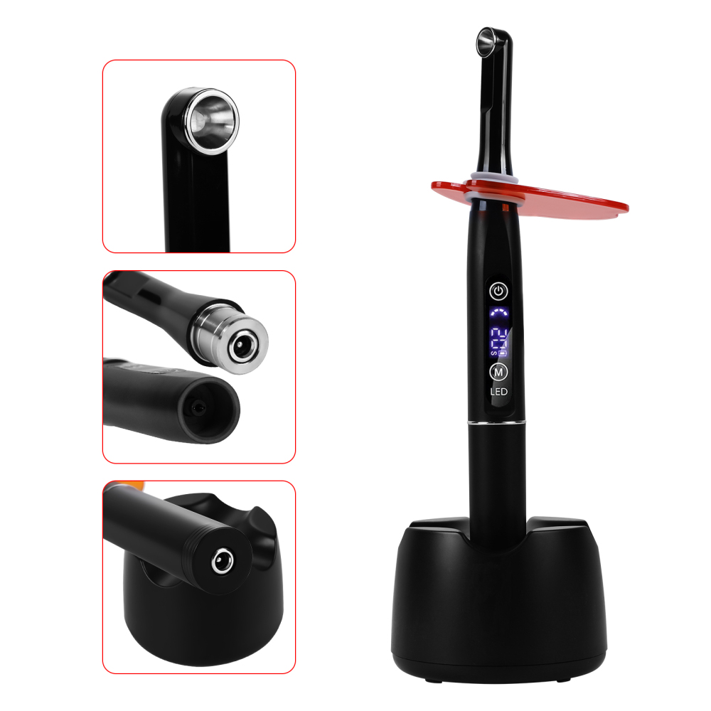 Potable Wireless LED Curing Light 1 Second with 7 Working Head Lens 2400mW