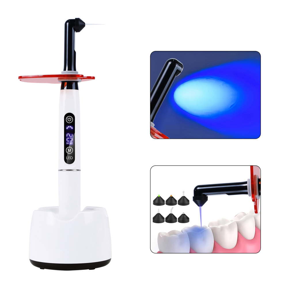 Potable Wireless LED Curing Light 1 Second with 7 Working Head Lens 2400mW