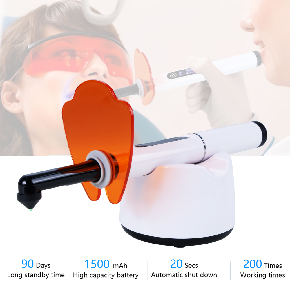 Potable Wireless LED Curing Light 1 Second with 7 Working Head Lens 2400mW