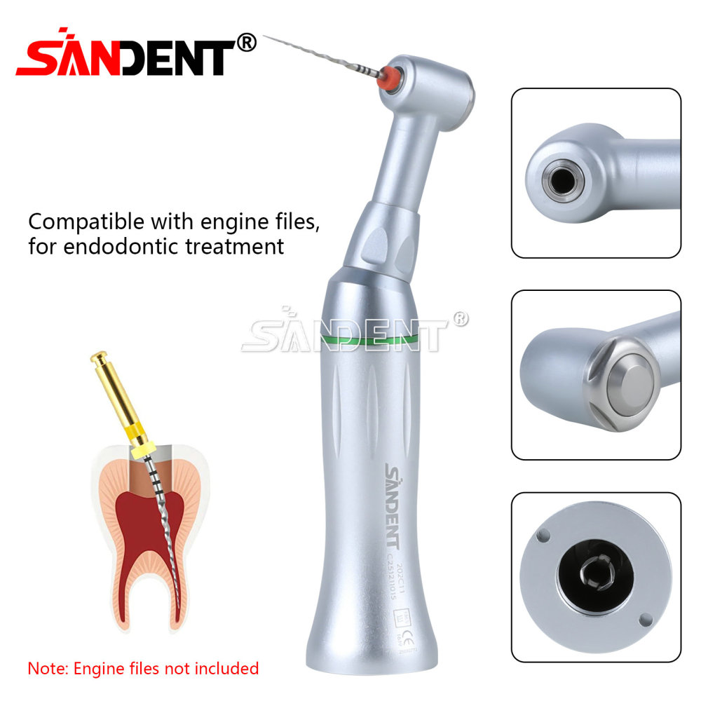 SANDENT Dental Low Speed Handpiece Fiber Optic Contra Angle 16:1
