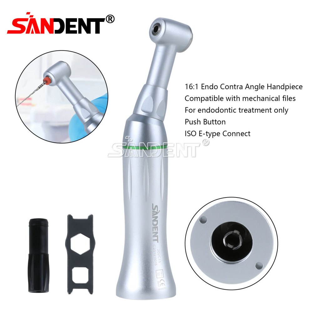 SANDENT Dental Low Speed Handpiece Fiber Optic Contra Angle 16:1