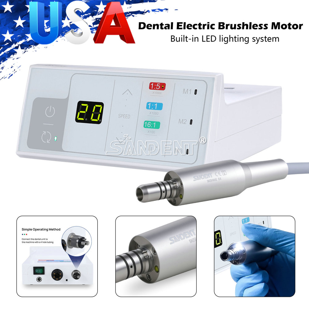 DTA Dental Brushless Electric LED Micro Motor Internal Spray E-type fit 1:5 1:1 handpiece