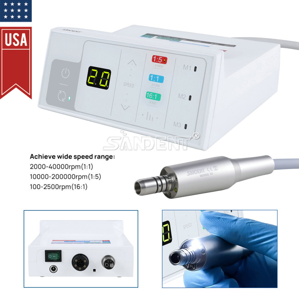 DTA Dental Brushless Electric LED Micro Motor Internal Spray E-type fit 1:5 1:1 handpiece