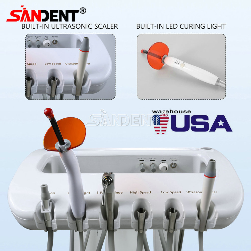 Dental Mobile Delivery Unit System 4 Holes Air Compressor Portable Suction Cart
