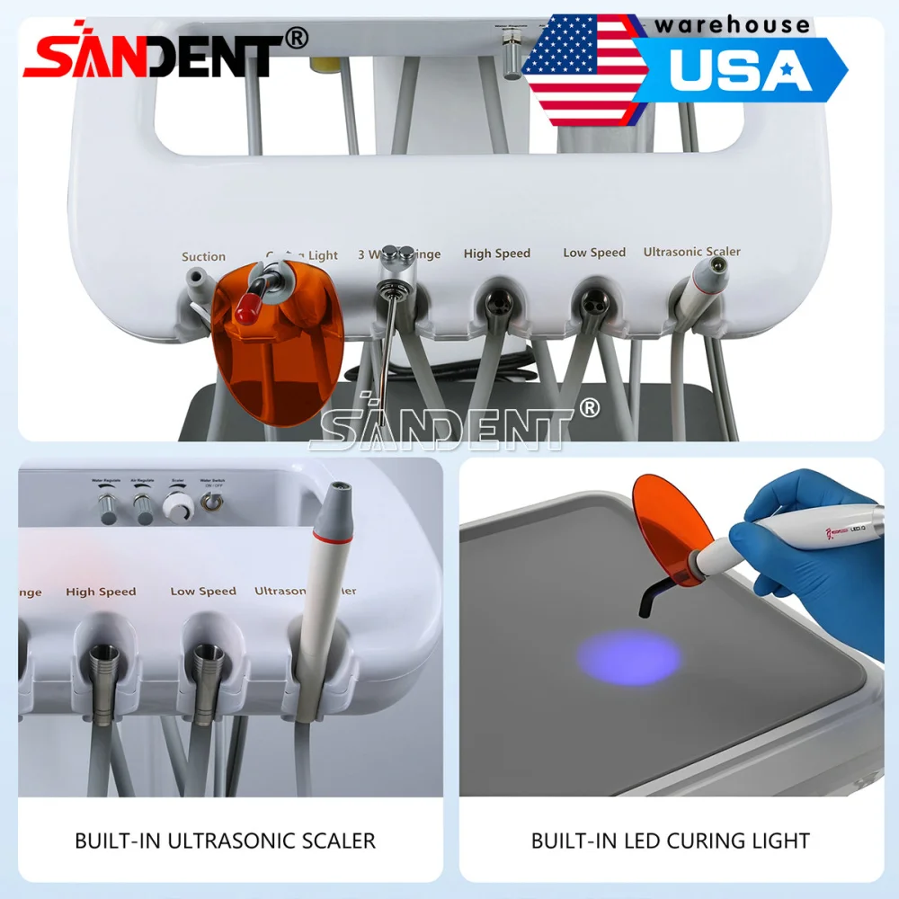 Dental Mobile Delivery Unit System 4 Holes Air Compressor Portable ...