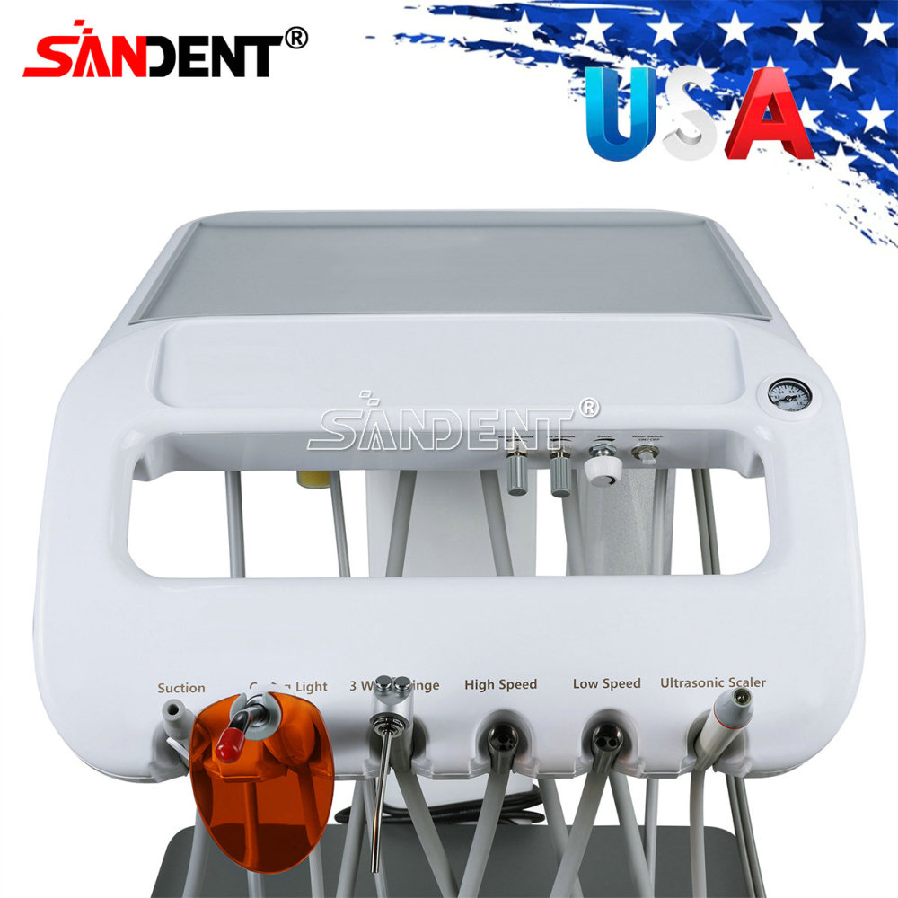 Dental Mobile Delivery Unit System 4 Holes Air Compressor Portable Suction Cart