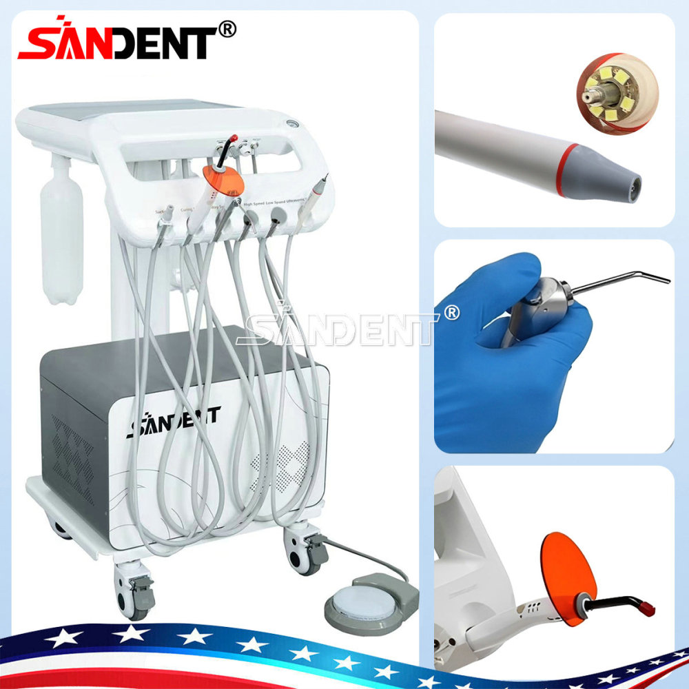 Dental Mobile Delivery Unit System 4 Holes Air Compressor Portable Suction Cart