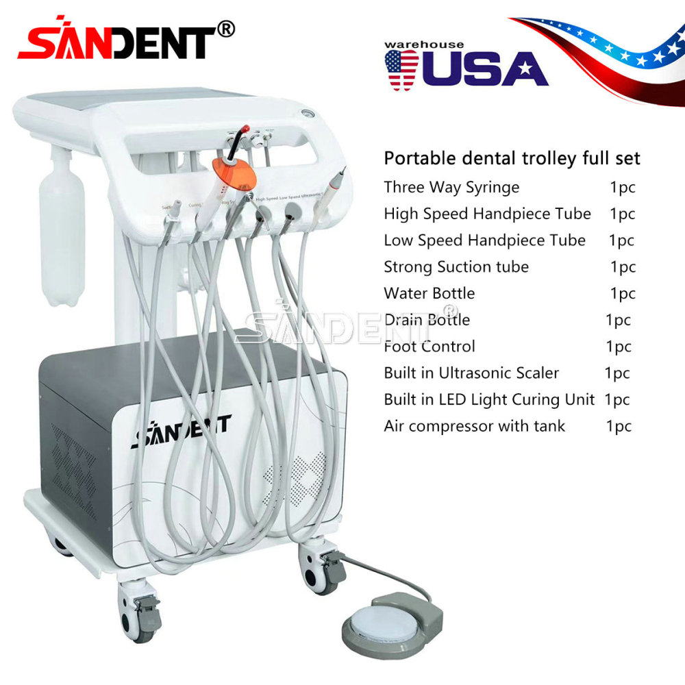 Dental Mobile Delivery Unit System 4 Holes Air Compressor Portable Suction Cart