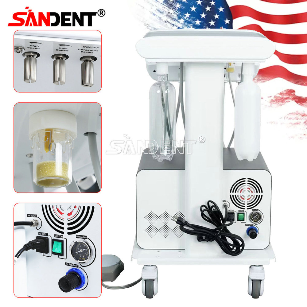 Dental Mobile Delivery Unit System 4 Holes Air Compressor Portable Suction Cart