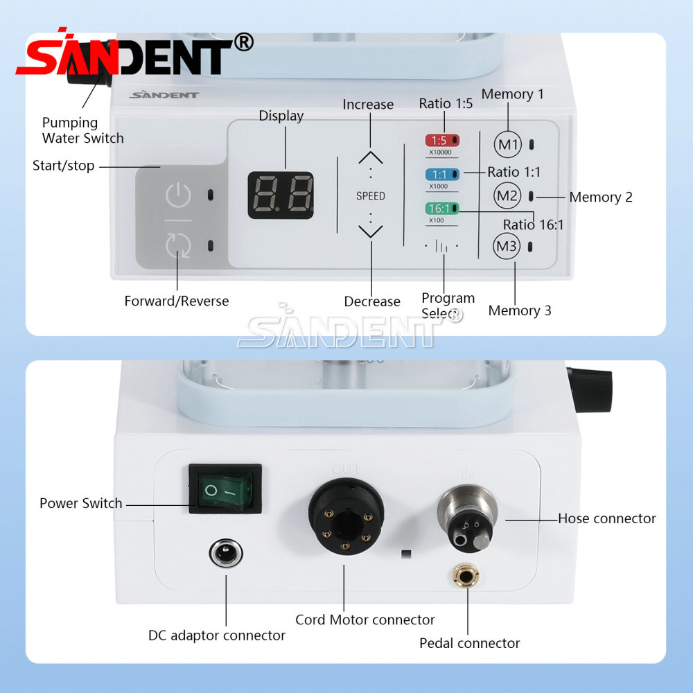 Dental LED Brushless Electric Micro Motor with Water Tank For Practice fit E-Type 1:1 1:5