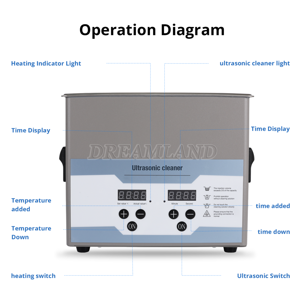 3.2L Ultrasonic Cleaner with Timer Heating Machine Digital Sonic Cleaner