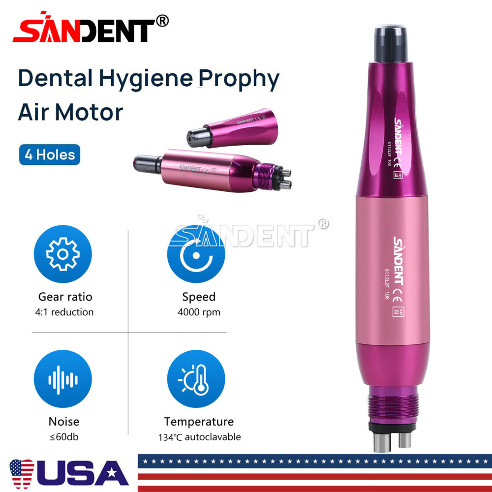 Dental Hygiene Prophy Handpiece Air Motor 4Holes 4:1 Nose Cone 360°Swivel