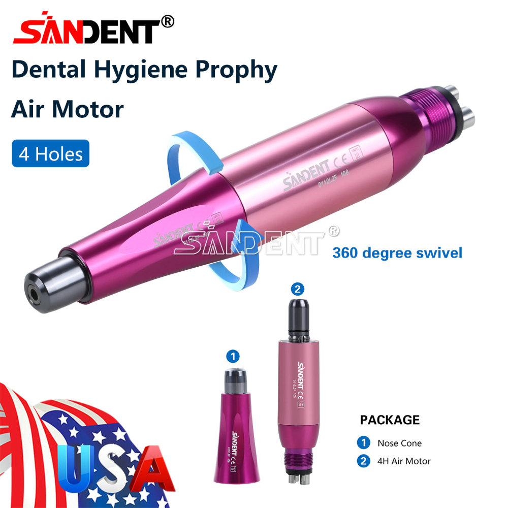 Dental Hygiene Prophy Handpiece Air Motor 4Holes 4:1 Nose Cone 360°Swivel