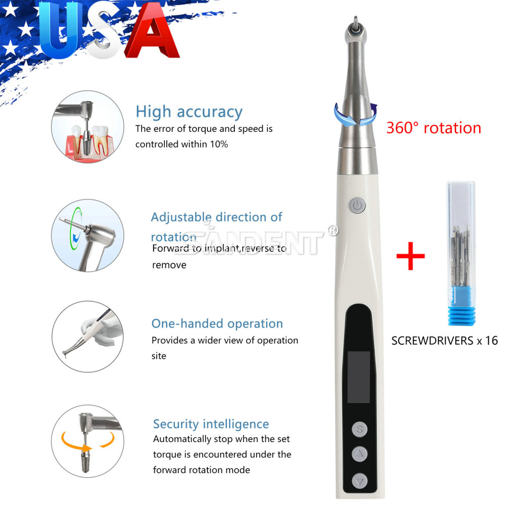 Dental Wireless Implant Electric Torque Wrench Handpiece Driver 360° Rotate Tool