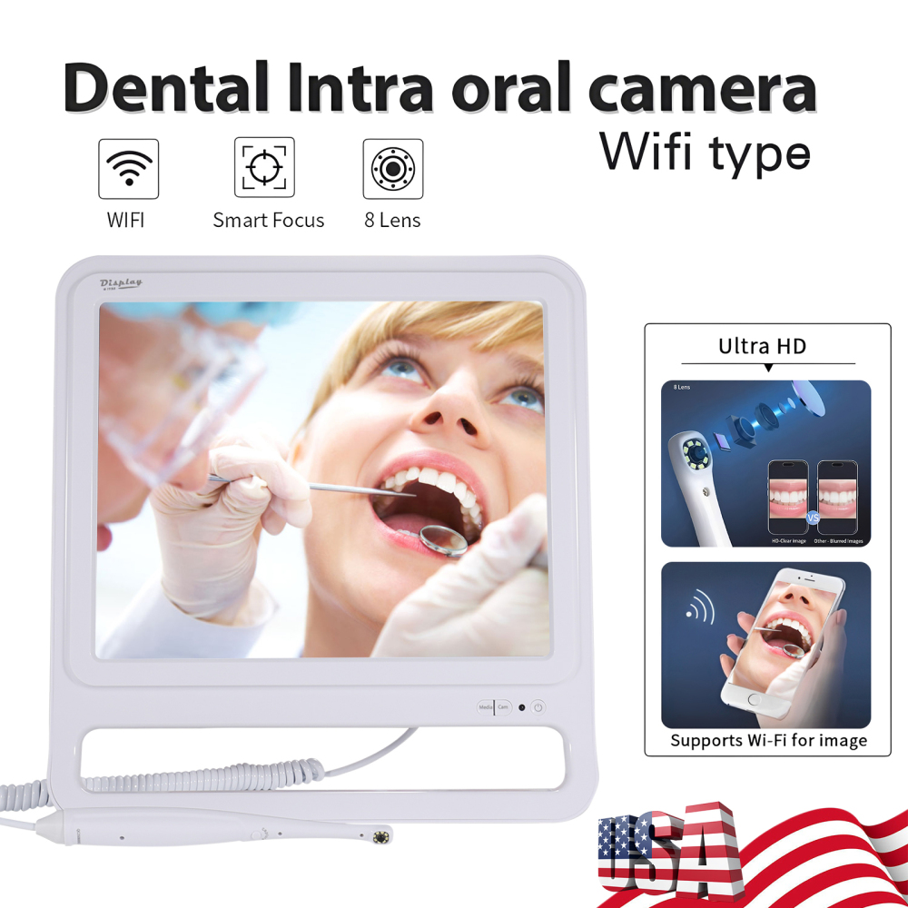 Dental Intra Oral Camera 8 LED High-definition macro lens +17inch LCD screen