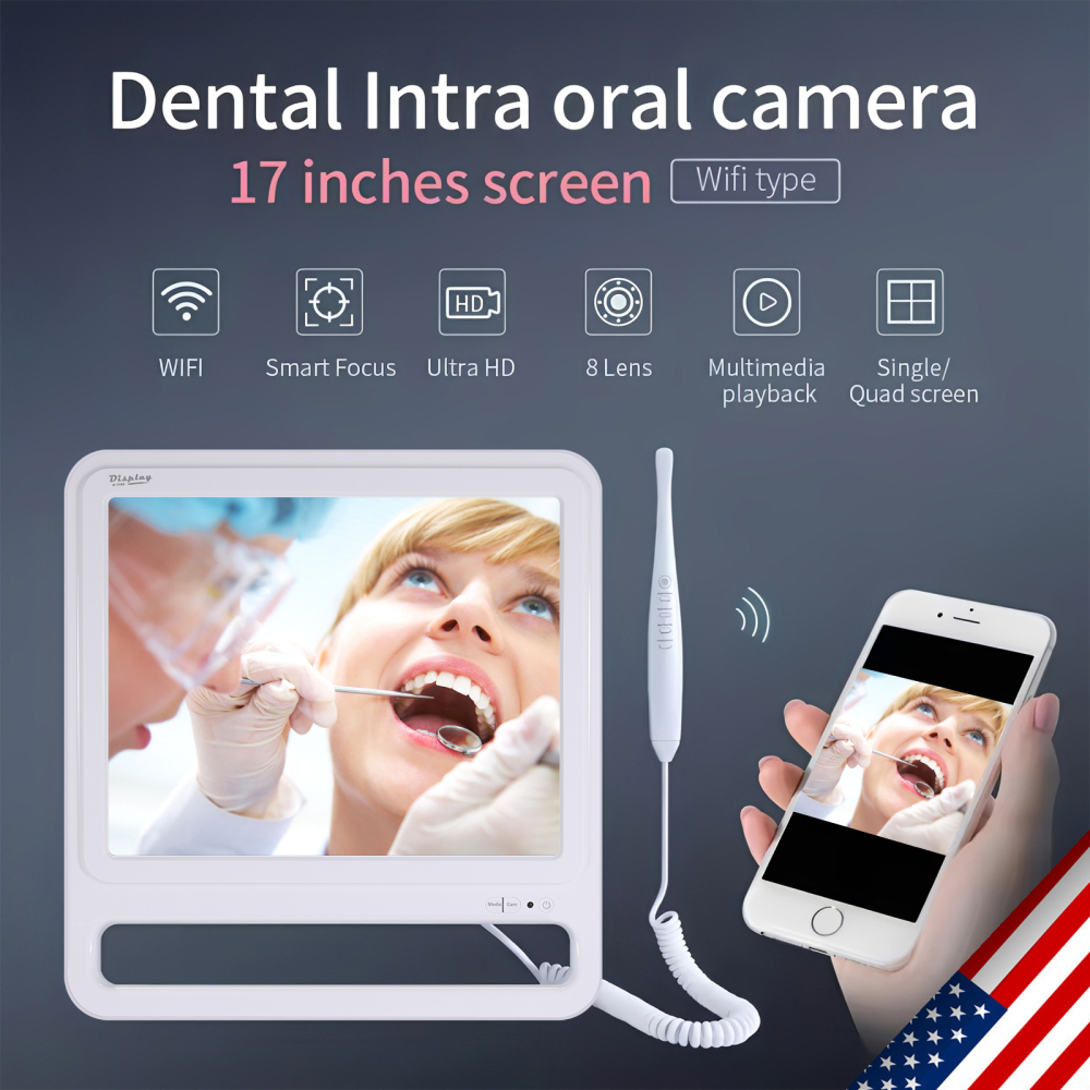 Dental Intra Oral Camera 8 LED High-definition macro lens +17inch LCD screen