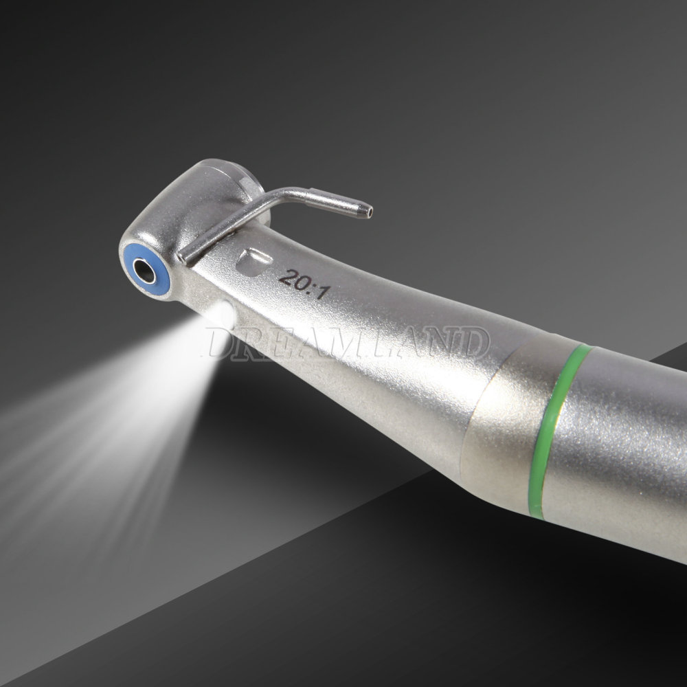 Dental Surgical LED Fiber Optic Implant Handpiece 20:1 Reduction Contra Angle