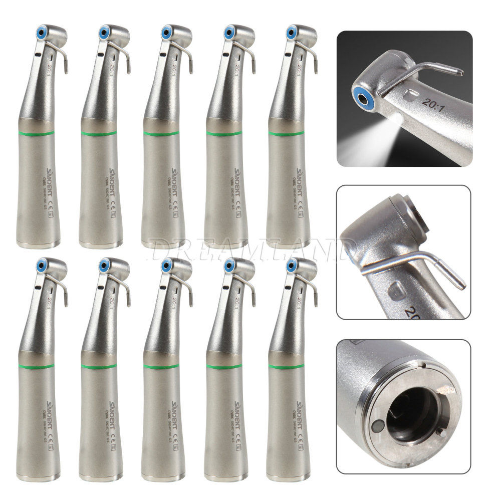 Dental Surgical LED Fiber Optic Implant Handpiece 20:1 Reduction Contra Angle