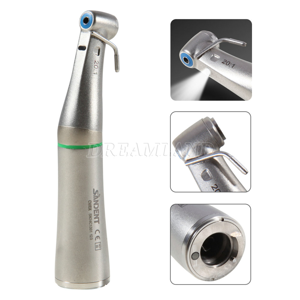 Dental Surgical LED Fiber Optic Implant Handpiece 20:1 Reduction Contra Angle