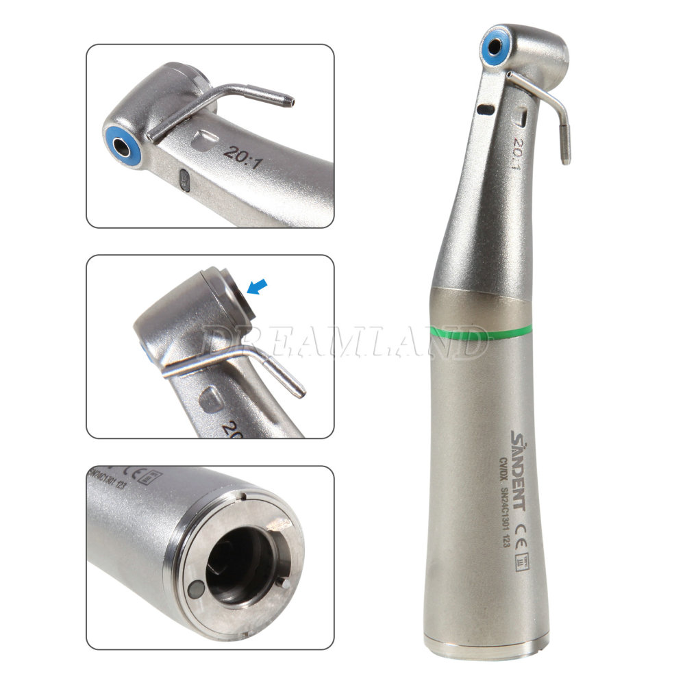 Dental Surgical LED Fiber Optic Implant Handpiece 20:1 Reduction Contra Angle