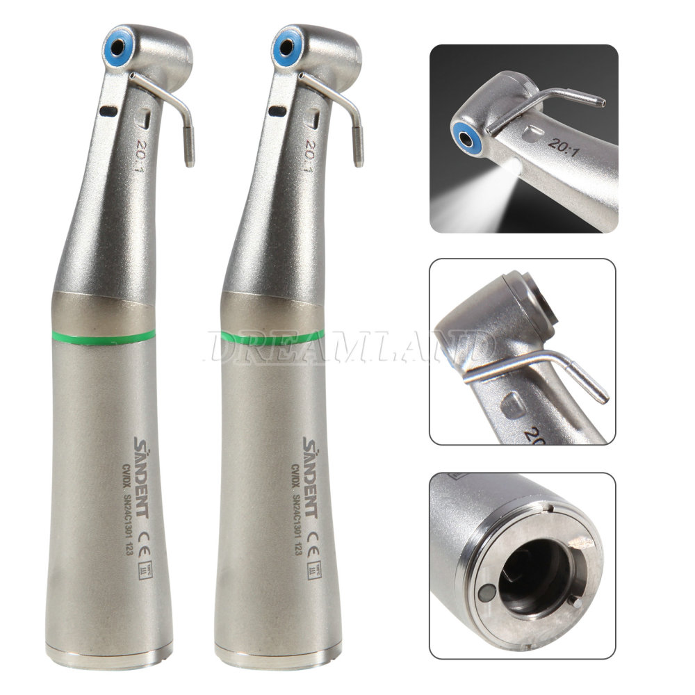 Dental Surgical LED Fiber Optic Implant Handpiece 20:1 Reduction Contra Angle