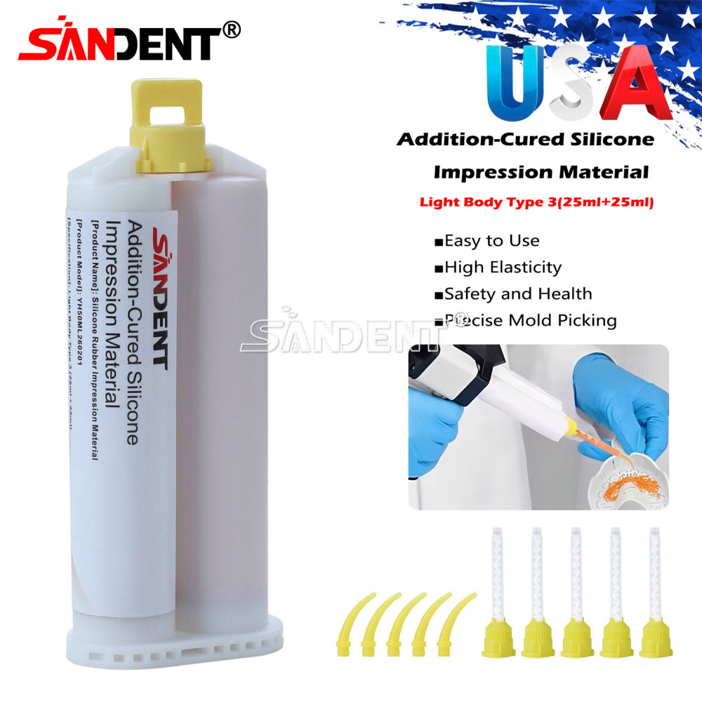 Dental Impression Material Regular Set VPS Light Body 25ml Base & Catalyst w/ Mixing Tips