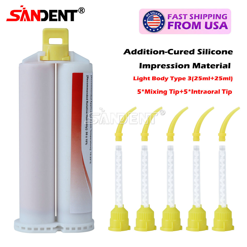 Dental Impression Material Regular Set VPS Light Body 25ml Base & Catalyst w/ Mixing Tips