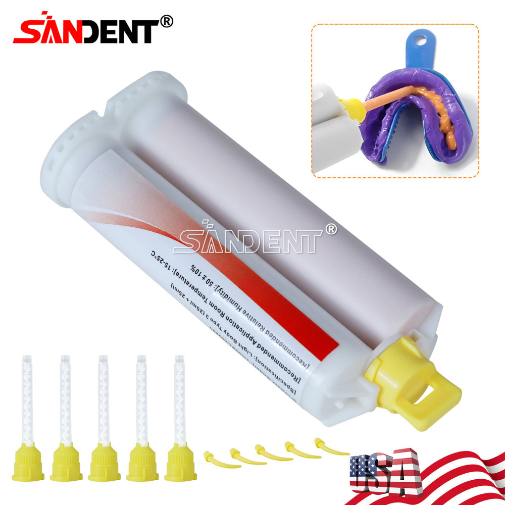 Dental Impression Material Regular Set VPS Light Body 25ml Base & Catalyst w/ Mixing Tips