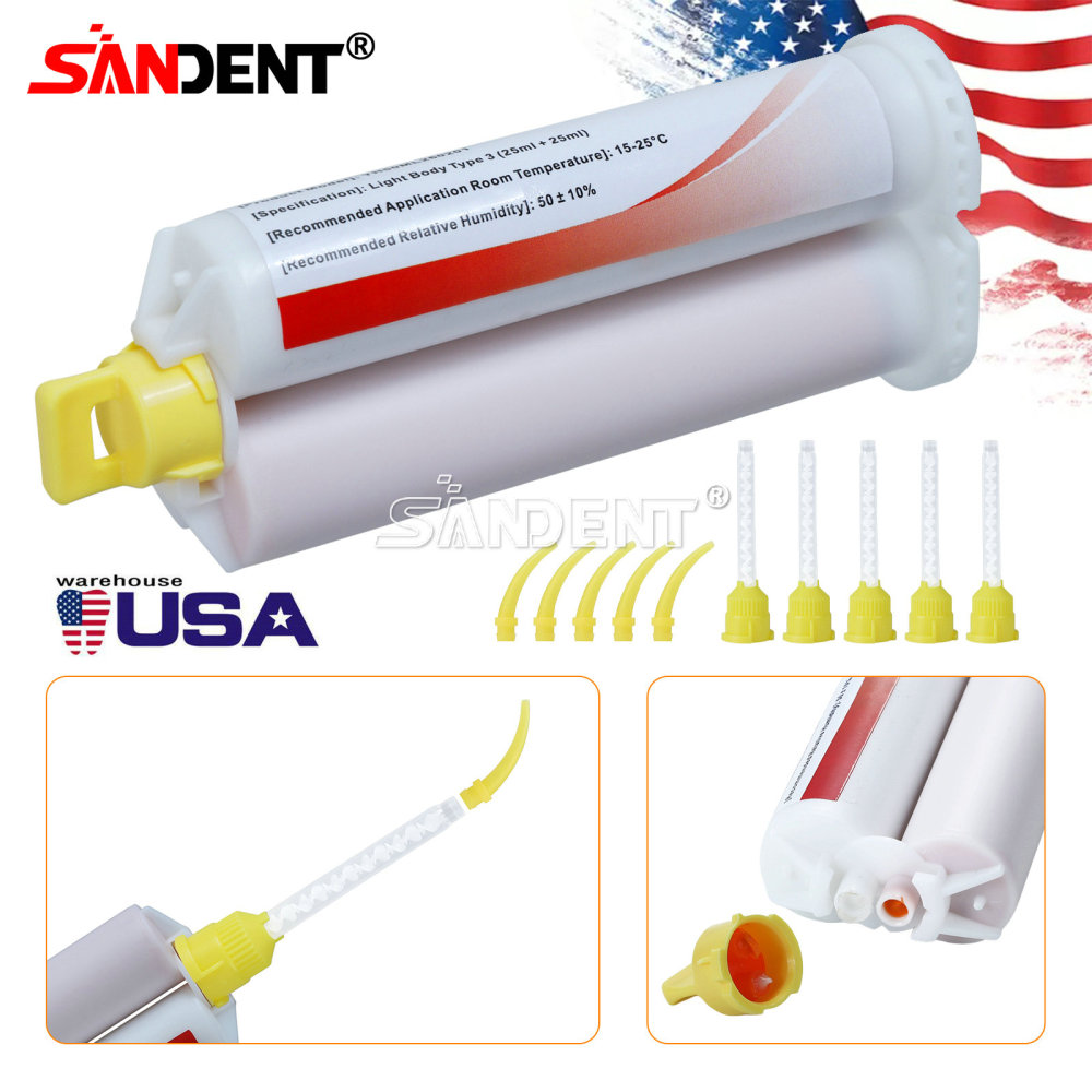 Dental Impression Material Regular Set VPS Light Body 25ml Base & Catalyst w/ Mixing Tips