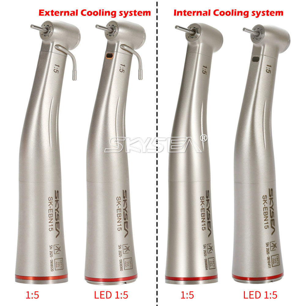 SKYSEA Dental LED/Non-LED Fiber Optic Contra Angle 1:5 Electric Handpiece fit NSK STYLE Internal/external