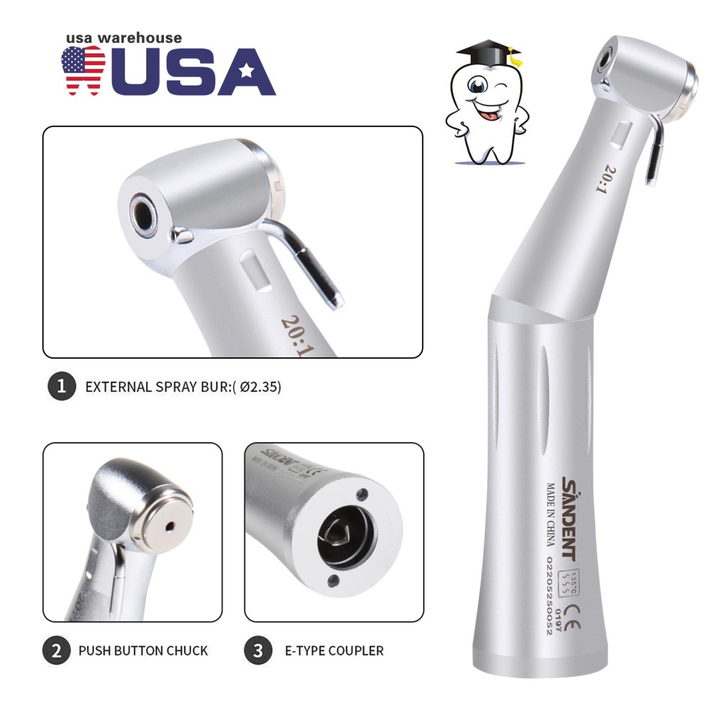 NSK Style SG20 Dental Implant 20:1 Reduction Contra Angle Handpiece Push Button