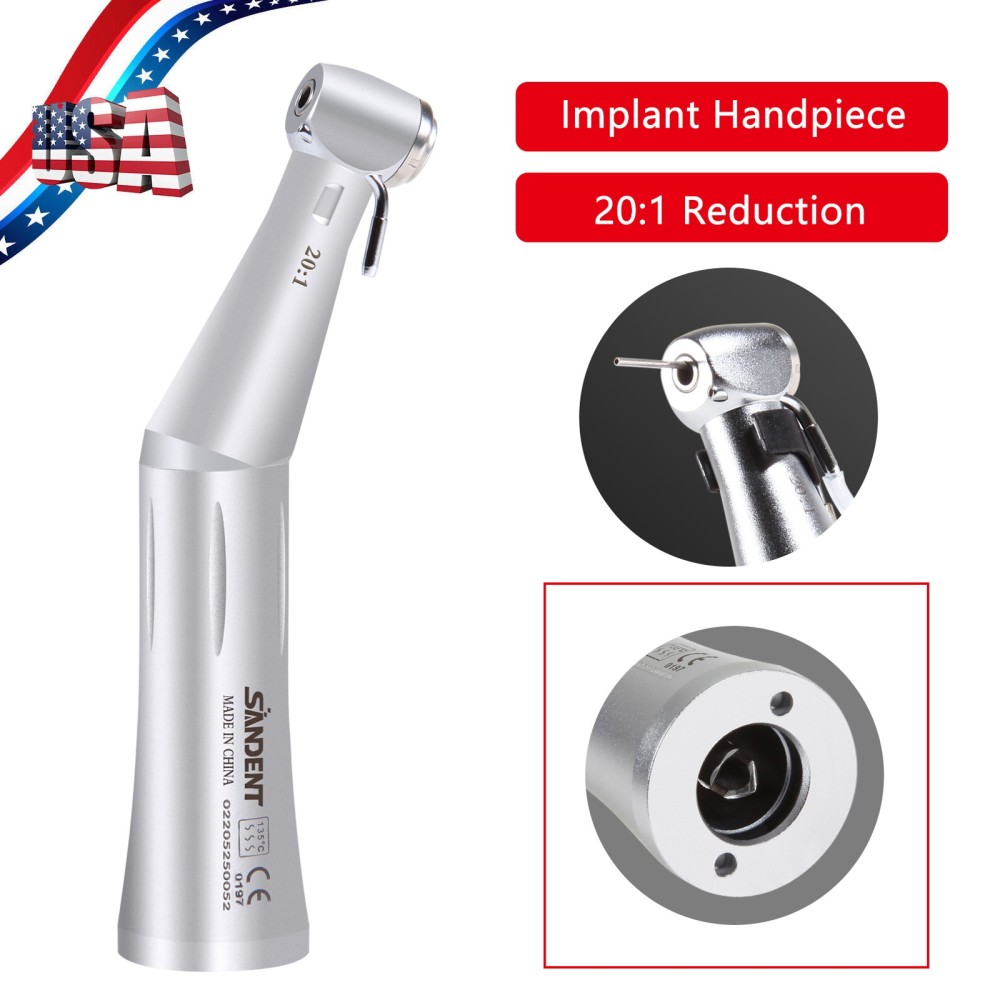 NSK Style SG20 Dental Implant 20:1 Reduction Contra Angle Handpiece Push Button